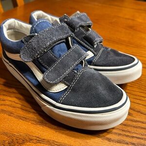 Vans off the Wall Kids Blue and Gray Velcro Sneakers size 2